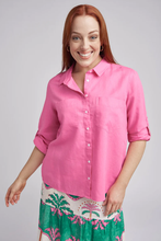 Load image into Gallery viewer, Cloth Paper Scissors Classic Linen Shirt in Bright Pink
