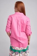 Load image into Gallery viewer, Cloth Paper Scissors Classic Linen Shirt in Bright Pink
