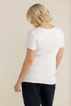 Load image into Gallery viewer, Colth Paper Scissors Hi Low Hem Tee in White Back Image
