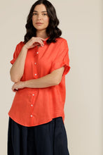 Load image into Gallery viewer, Cloth Paper Scissors Linen Cuffed Short Sleeve Shirt in Chilli
