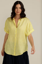 Load image into Gallery viewer, Cloth Paper Scissors Linen Cuffed Short Sleeve Shirt in Lemon
