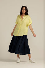 Load image into Gallery viewer, Cloth Paper Scissors Linen Cuffed Short Sleeve Shirt in Lemon
