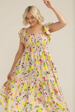 Load image into Gallery viewer, Cloth Paper Scissors Linen Shirred Bodice Ruffle Dress in Lemon Print
