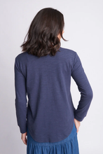 Load image into Gallery viewer, Cloth Paper Scissors Shaped Hem Cotton Tee in Navy
