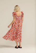 Load image into Gallery viewer, Cloth Paper Scissors Linen Shirred Bodice Ruffle Dress in Chilli Print
