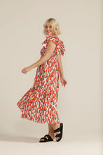Load image into Gallery viewer, Cloth Paper Scissors Linen Shirred Bodice Ruffle Dress in Chilli Print
