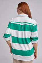 Load image into Gallery viewer, Cloth Paper Scissors Stripe Boyfriend Rugby in Greenlake and White Stripe
