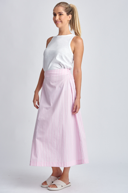 Cloth Paper Scissors Stripe Cotton Skirt | Pink/White