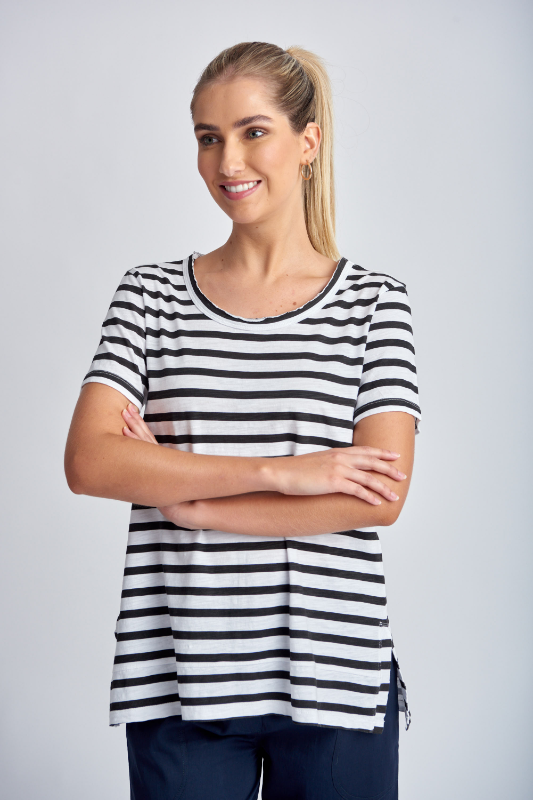 Cloth Paper Scissors Stripe Crew Neck Tee | White/Black
