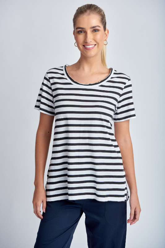 Cloth Paper Scissors Stripe Crew Neck Tee | White/Black
