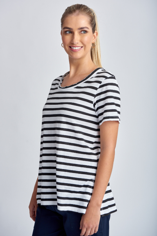Cloth Paper Scissors Stripe Crew Neck Tee | White/Black