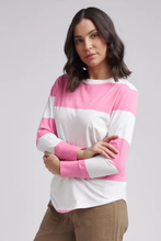 Load image into Gallery viewer, Cloth Paper Scissors Wide Stripe Crew Neck Long Sleeve Tee in Pink

