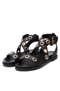 Carmela Leather Sandal | Black | 162389