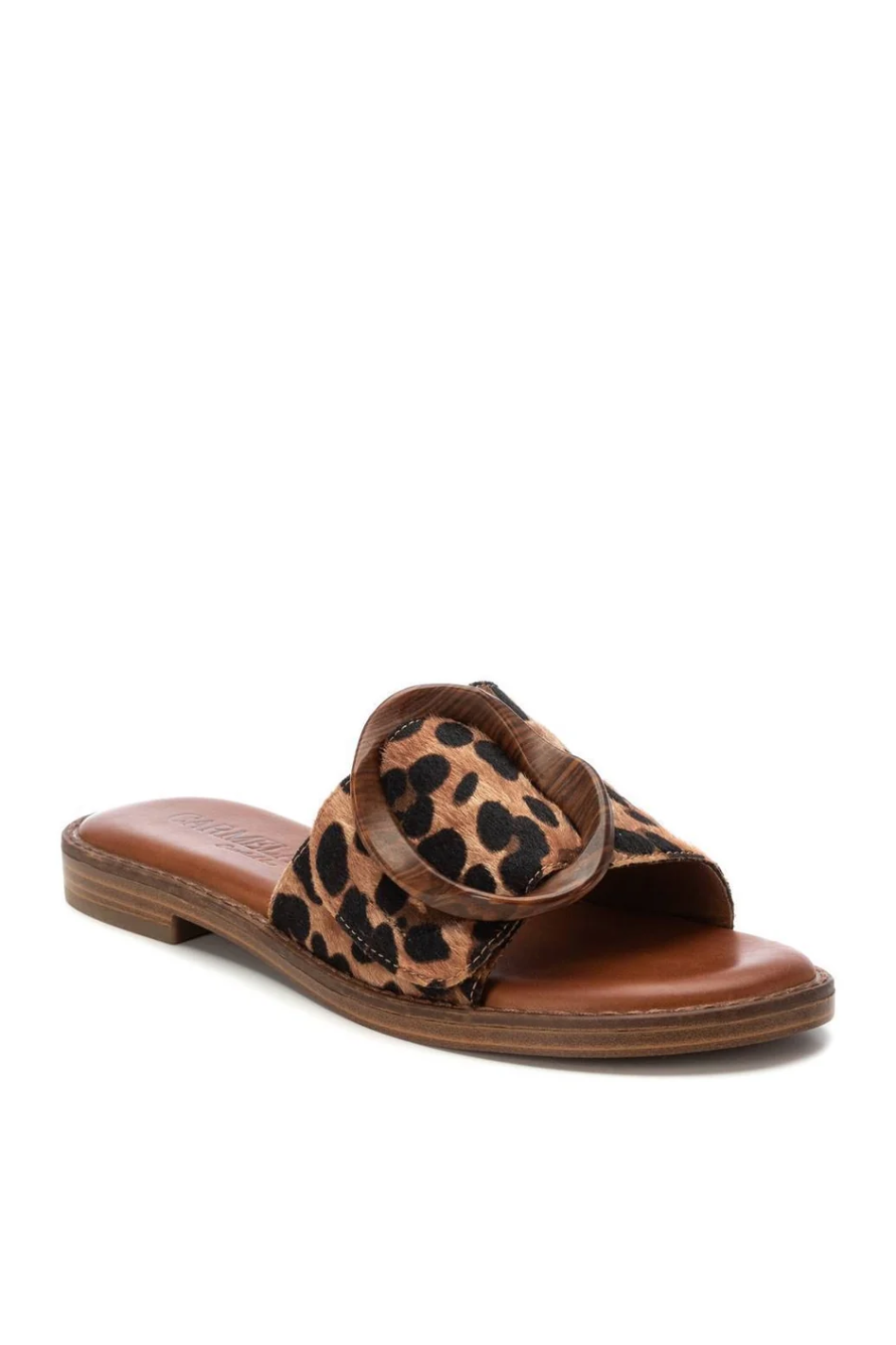 Carmela Leather Slide in Leopard