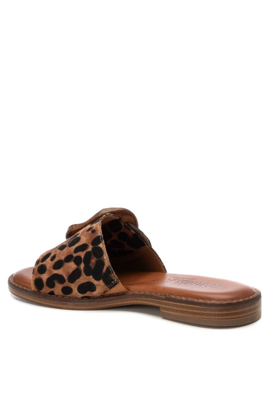 Carmela Leather Slide in Leopard