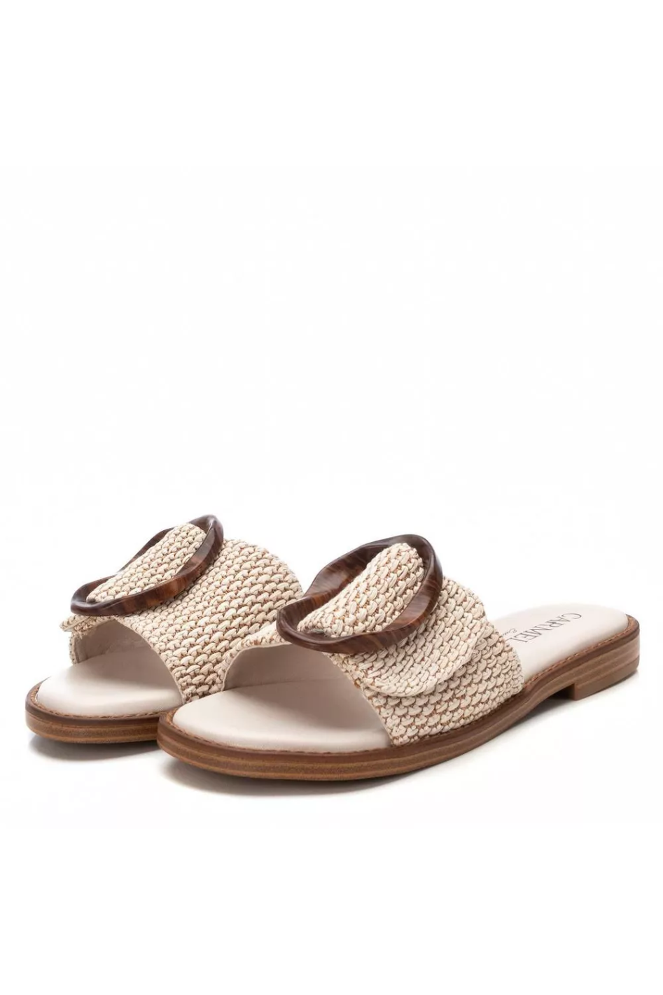 Carmela Leather Slide in Beige