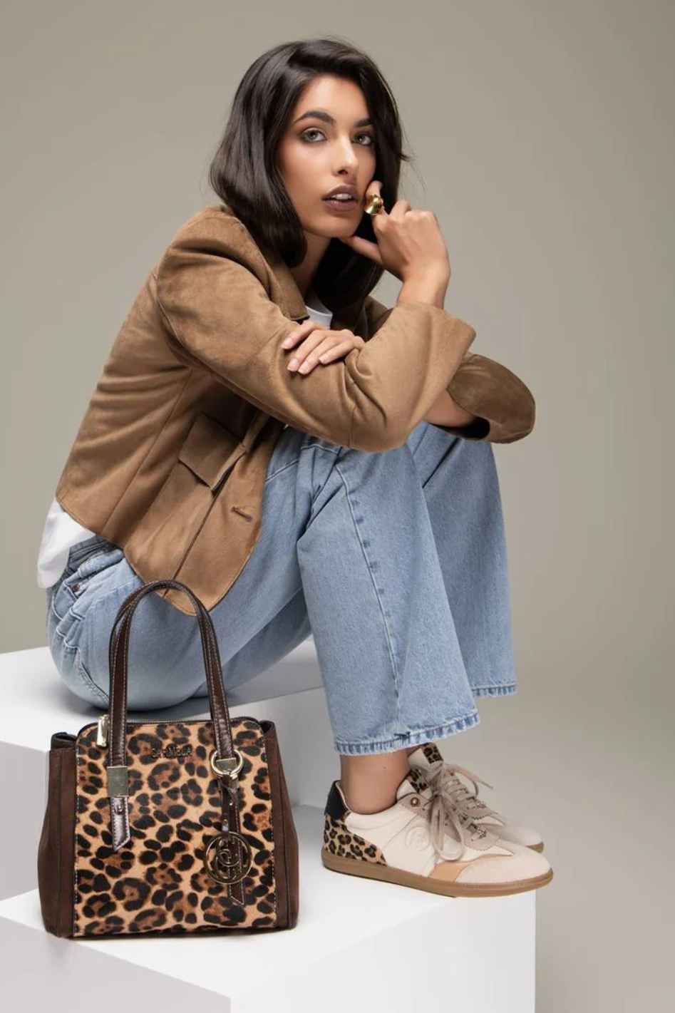 Carmela Leather Sneaker | Beige Leopard | 162640