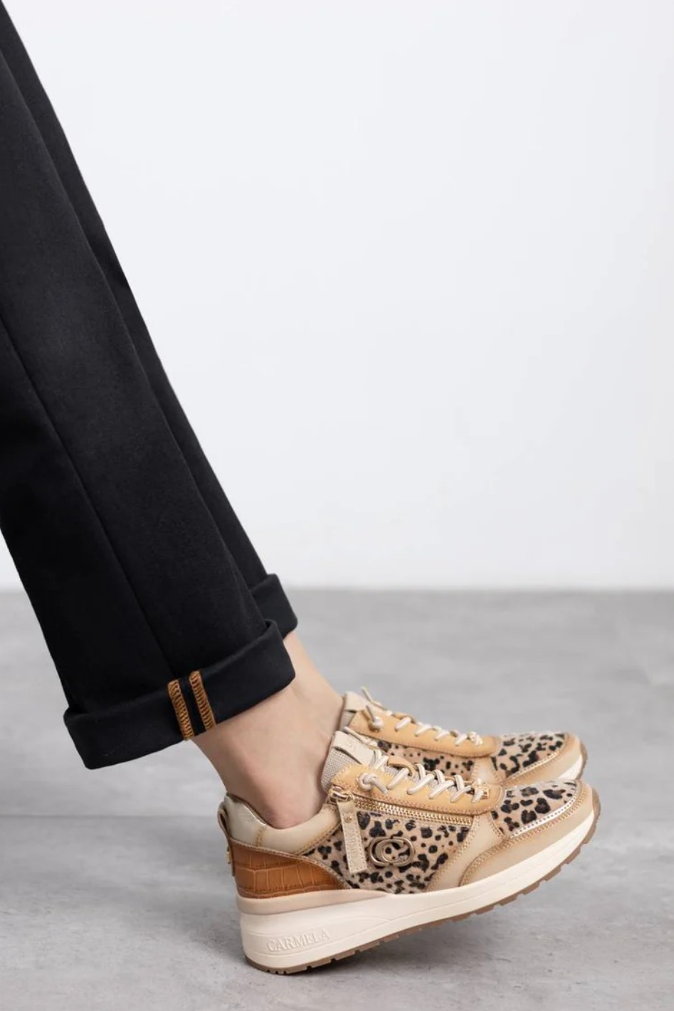 Carmela Wedge Sneaker in Beige Leopard