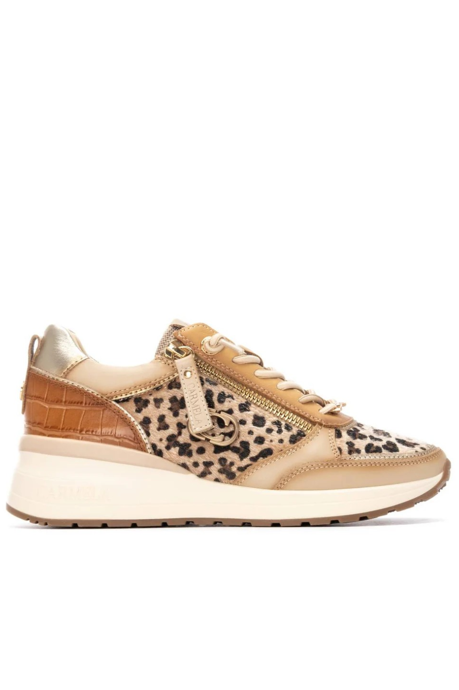 Carmela Wedge Sneaker in Beige Leopard