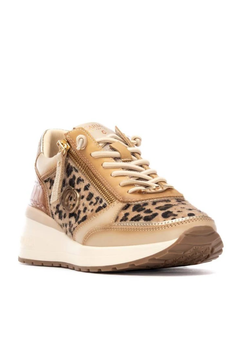 Carmela Wedge Sneaker in Beige Leopard