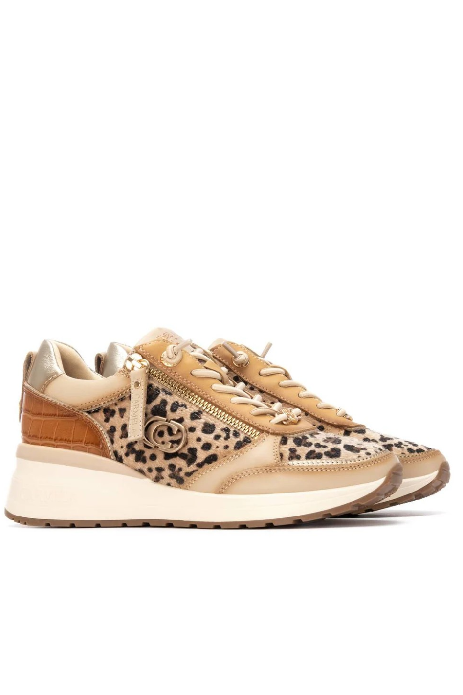 Carmela Wedge Sneaker in Beige Leopard
