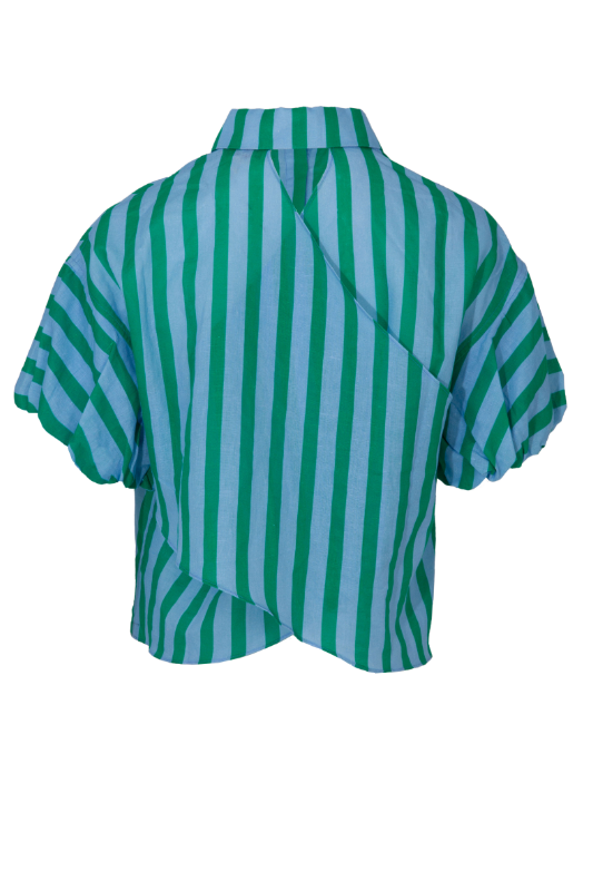 Cooper Cross on Over Top in Green and Blue Stripe