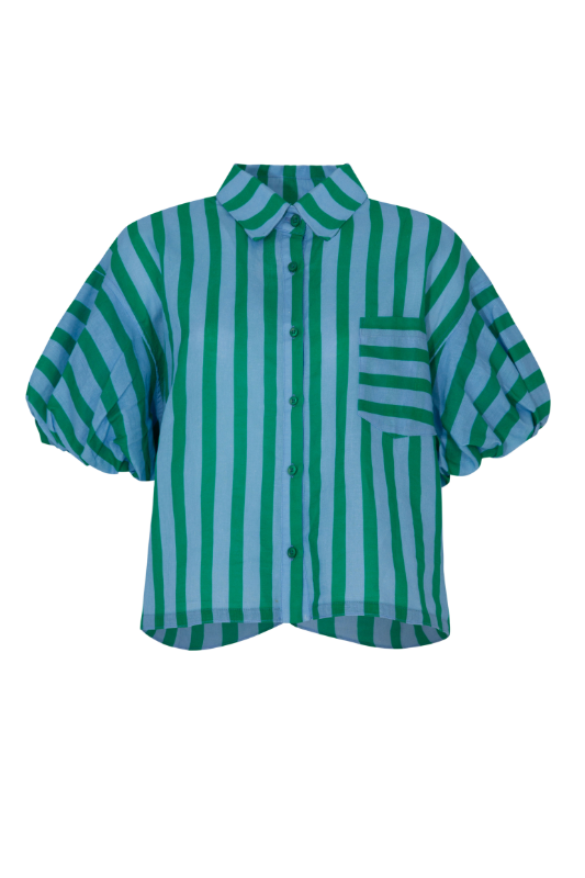 Cooper Cross on Over Top in Green and Blue Stripe