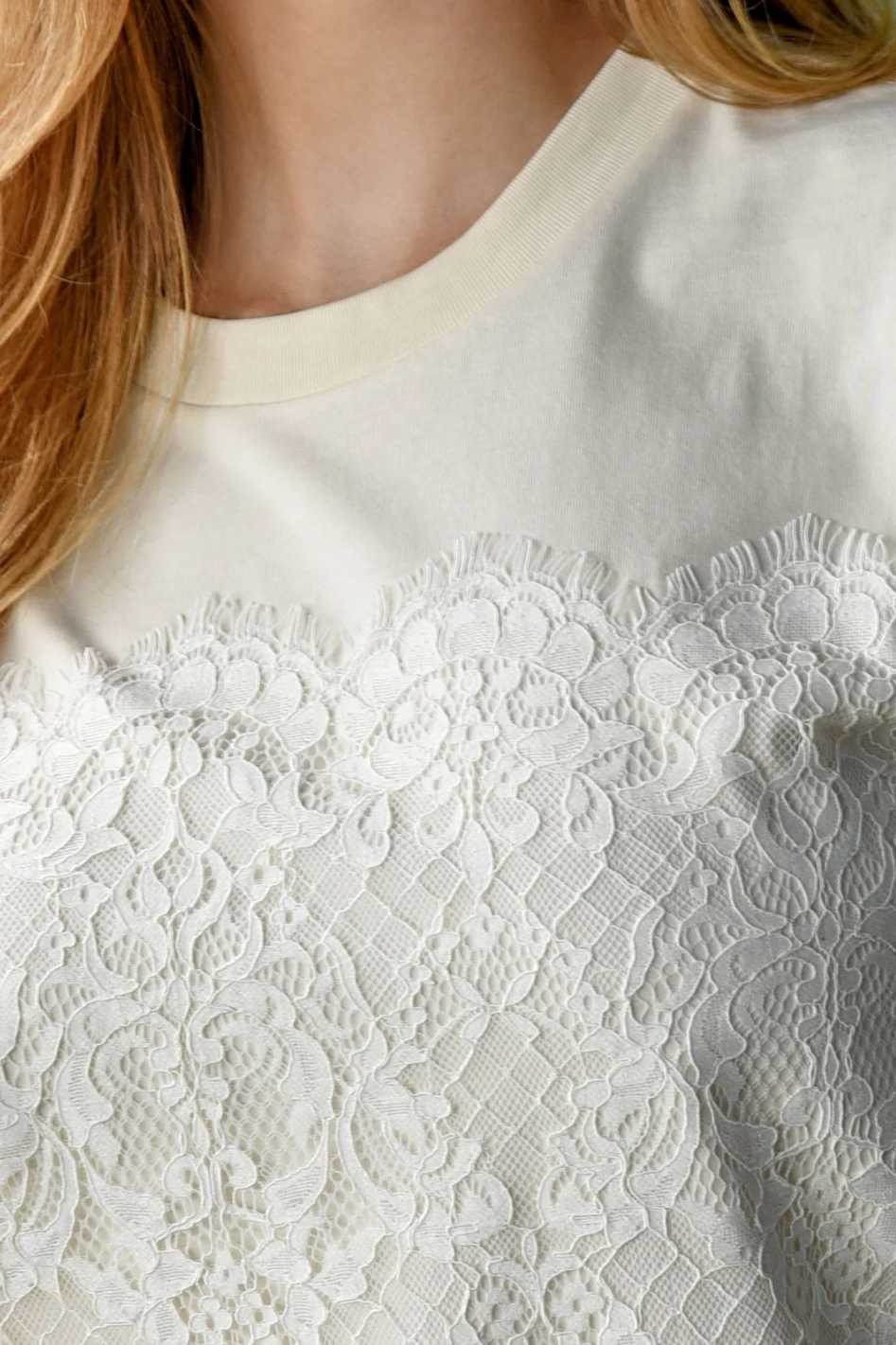 Cooper Just To Save Lace T-Shirt in Cream