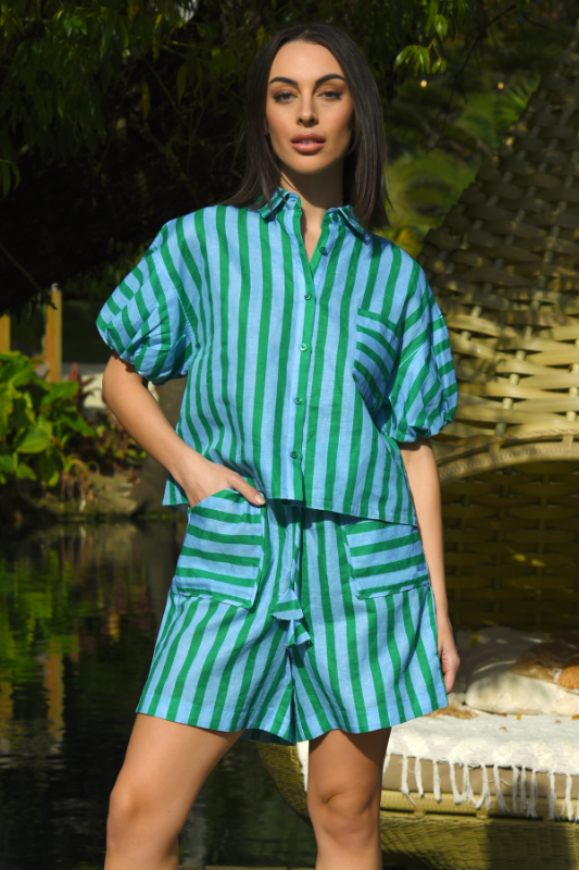 Cooper Patch Made in Heaven Short | Green/Blue Stripe