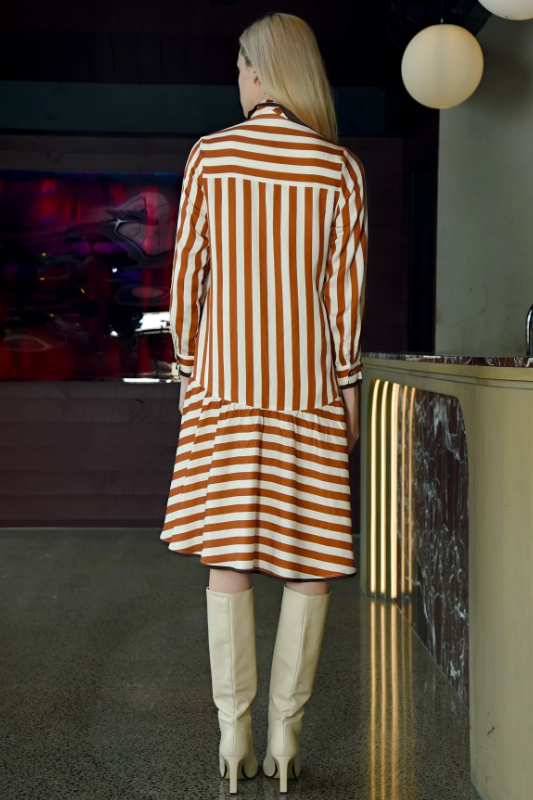 Cooper Seeing Stripes Dress "Stripe Up A Conversation" | Cinnamon Stripe | By Trelise Cooper