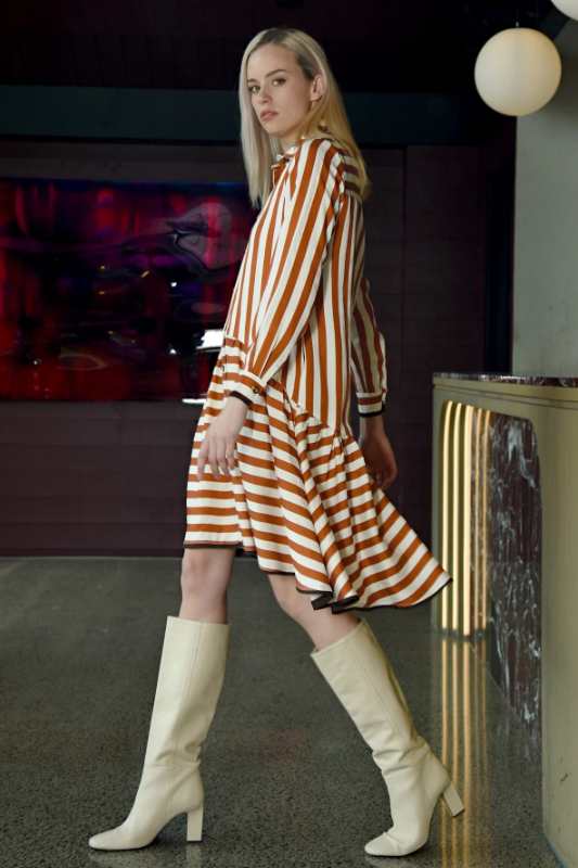 Cooper Seeing Stripes Dress "Stripe Up A Conversation" | Cinnamon Stripe | By Trelise Cooper