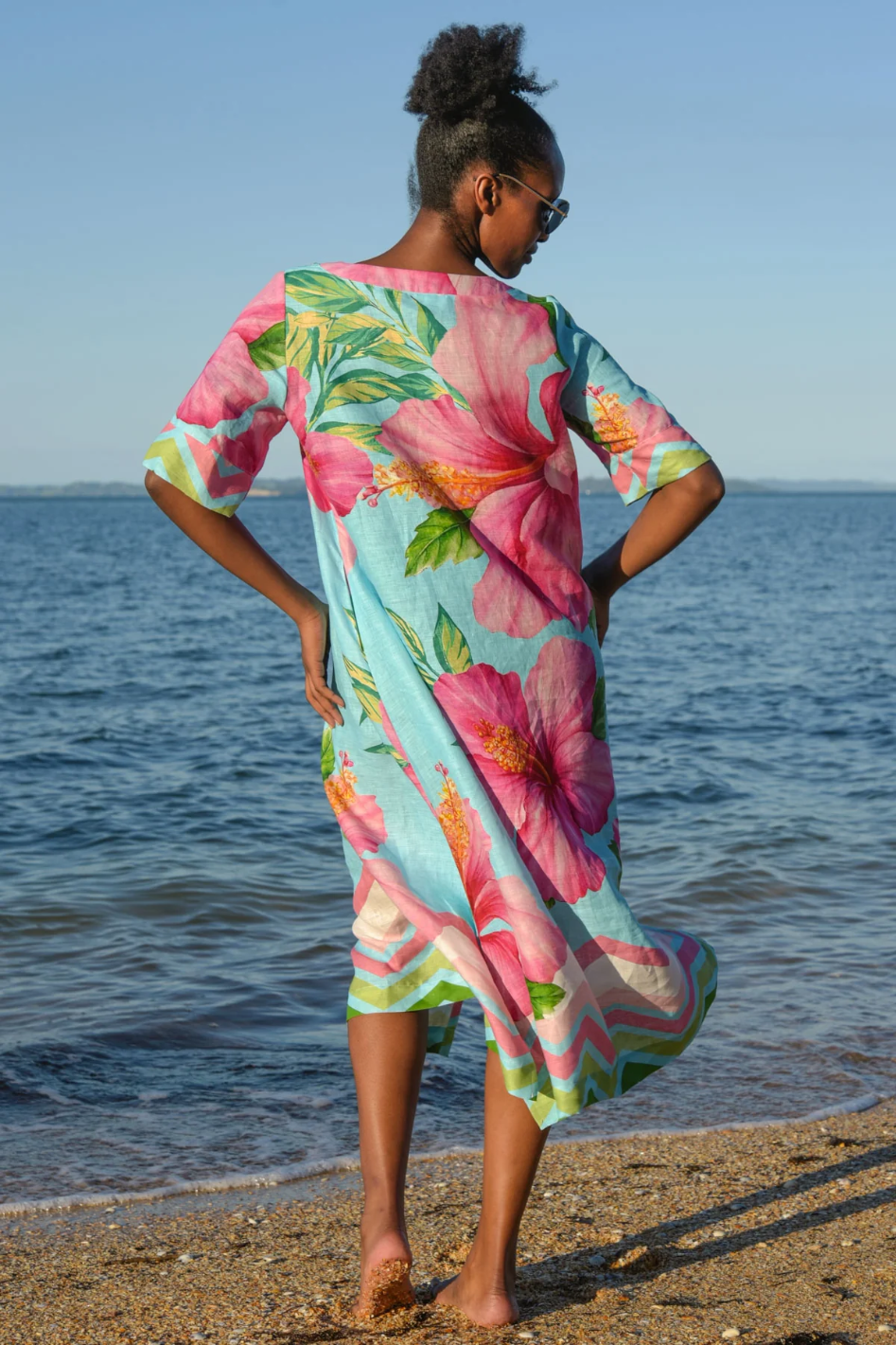 Curate A Fine Drop Dress in Bloom Town Linen Blue