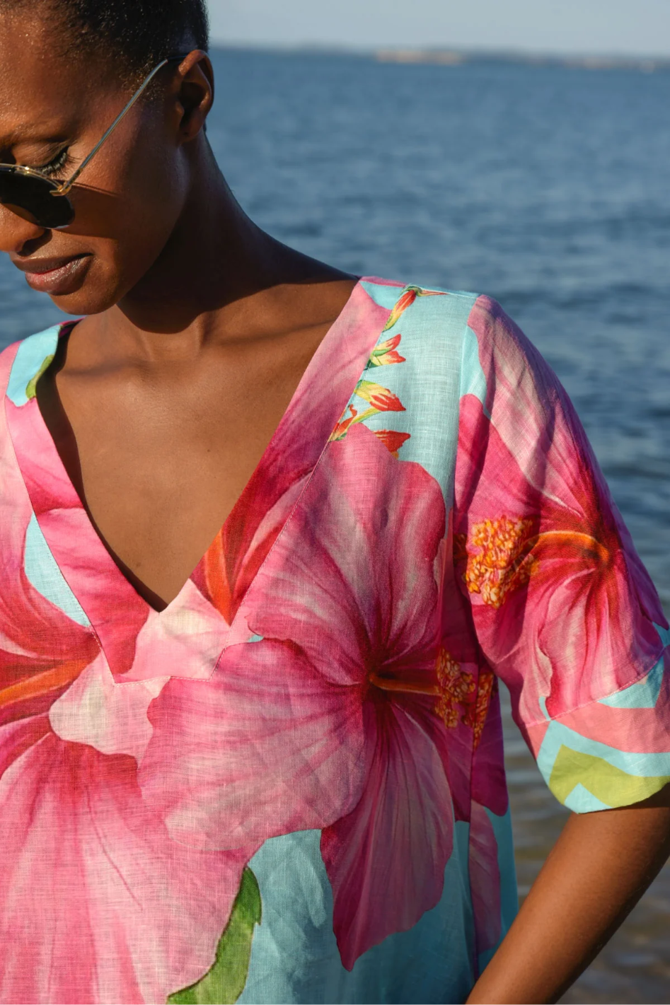 Curate A Fine Drop Dress in Bloom Town Linen Blue