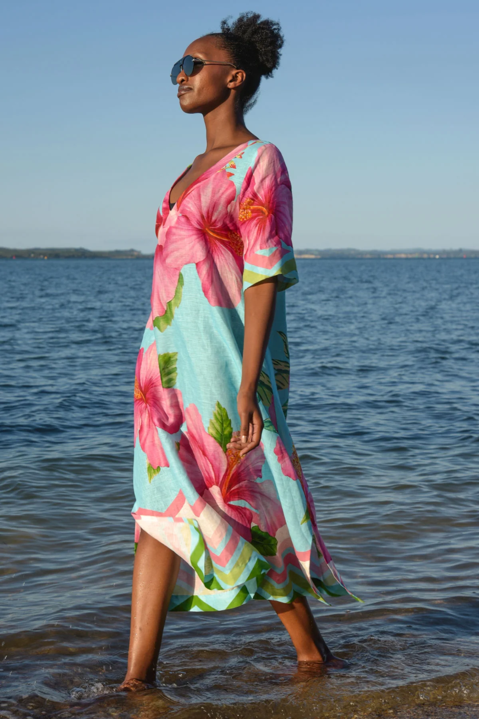 Curate A Fine Drop Dress in Bloom Town Linen Blue