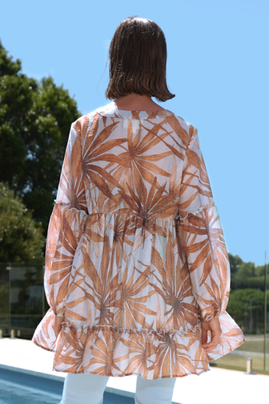 Curate Take Cover Top | Sky Blue Palm | By Trelise Cooper