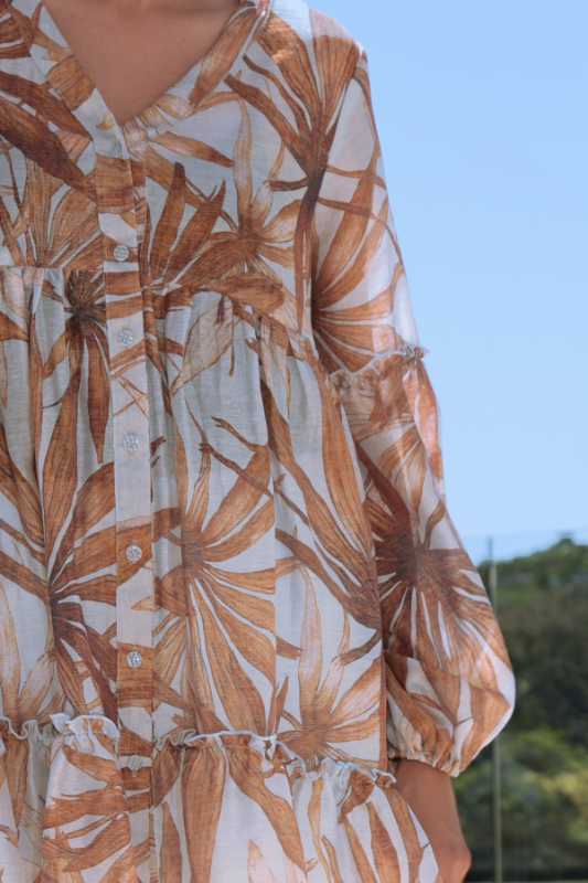 Curate Take Cover Top | Sky Blue Palm | By Trelise Cooper