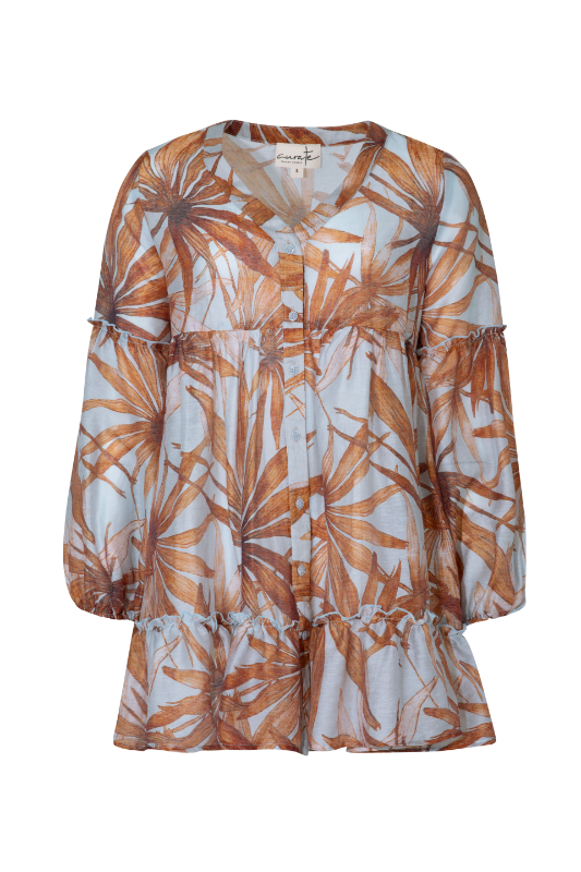 Curate Take Cover Top | Sky Blue Palm | By Trelise Cooper