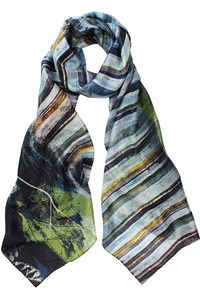 D-Lux Arcadia Botanical Pure Silk Scarf | Navy
