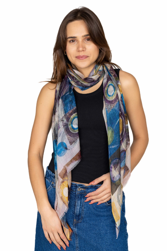 D-Lux Metropole Abstract Pure Lightweight Micromodal Scarf | Natural