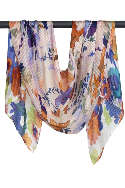 D-Lux Tansey Lightweight Abstract Pure Silk Scarf