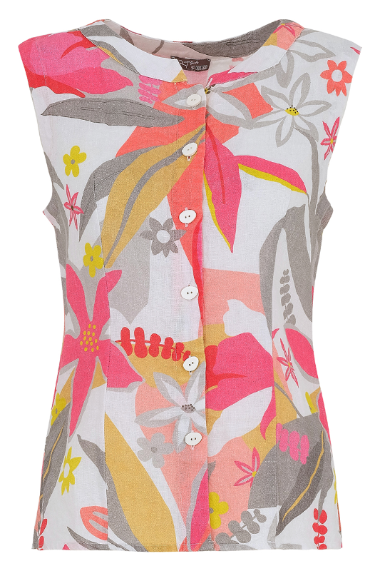 Dolcezza 'A Smell of Gardenia' Sleeveless Linen Top | 25701