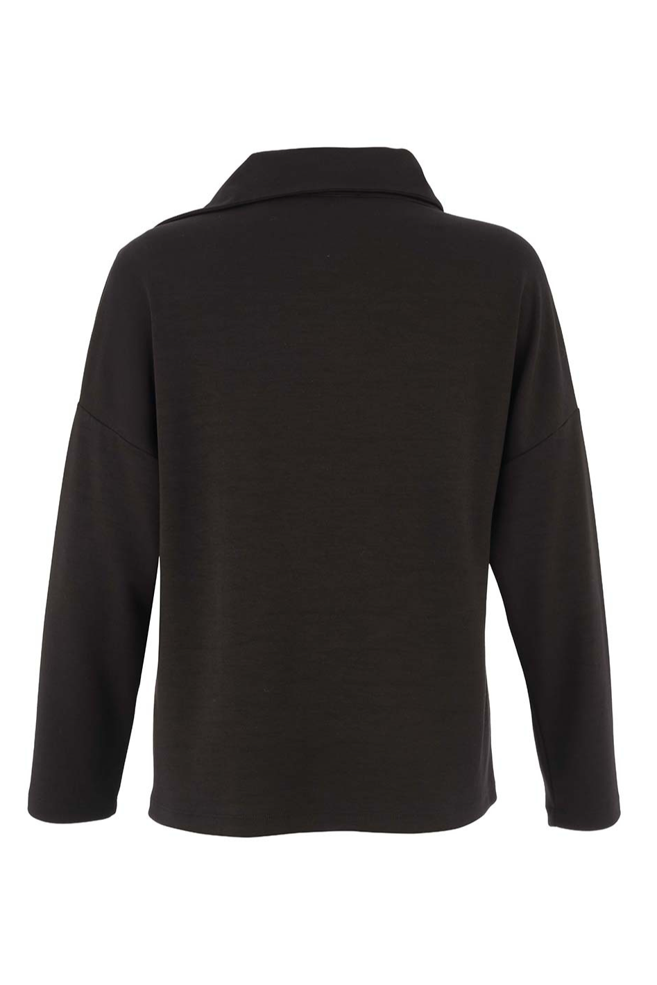Dolcezza Asymmetrical Hem Zip Sweater in Black