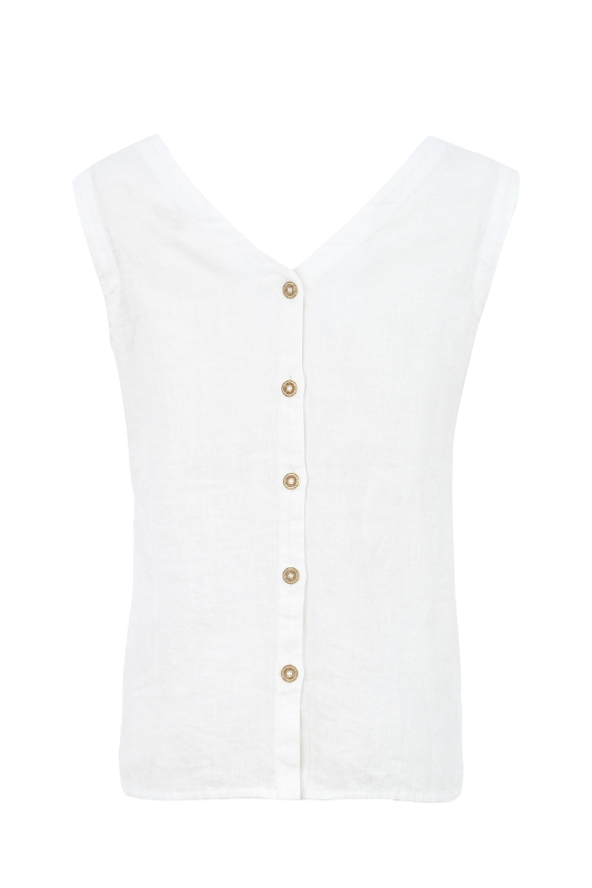 Dolcezza Button Linen Top in White