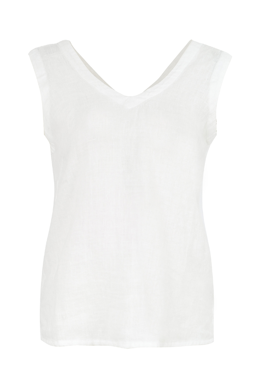 Dolcezza Button Linen Top in White