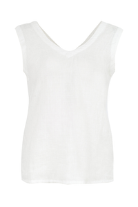 Dolcezza Button Linen Top | White | 25230