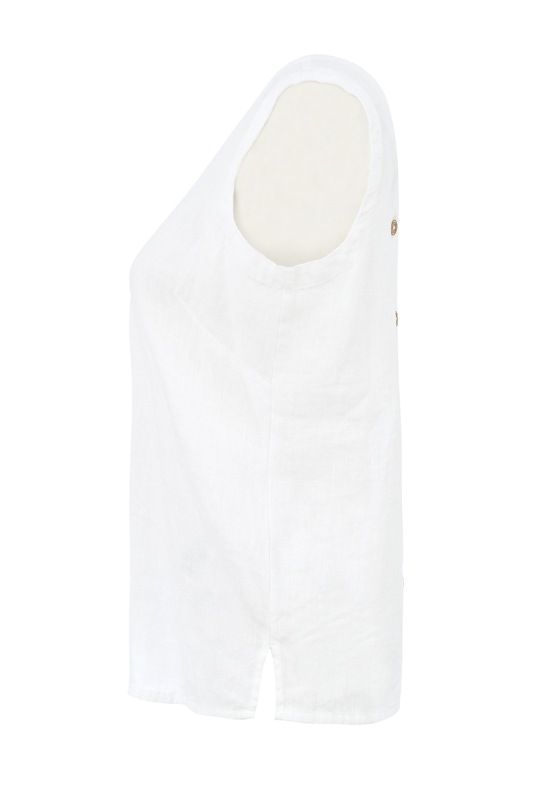 Dolcezza Button Linen Top in White