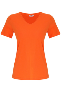 Dolcezza Jersey V-Neck Tee | Orange | 26501