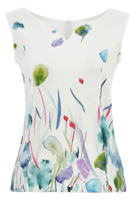 Dolcezza 'Misty Blossom' Sleeveless Linen Top | 25780