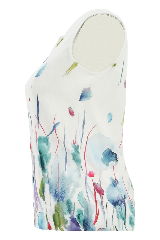 Dolcezza 'Misty Blossom' Sleeveless Linen Top | 25780