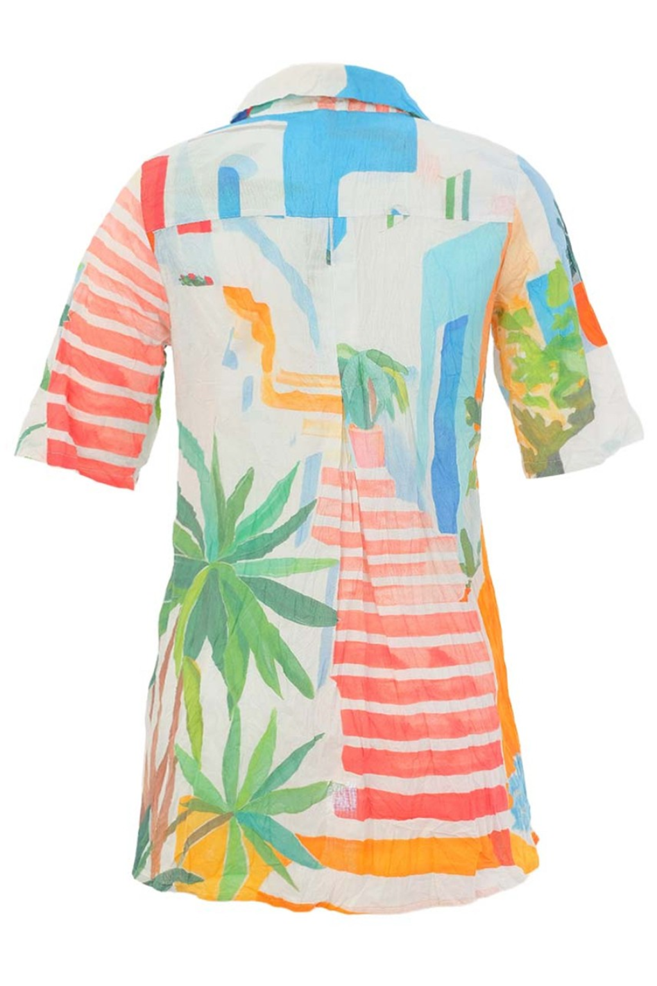 Dolcezza 'Pots on the Stairs' Crinkle Blouse